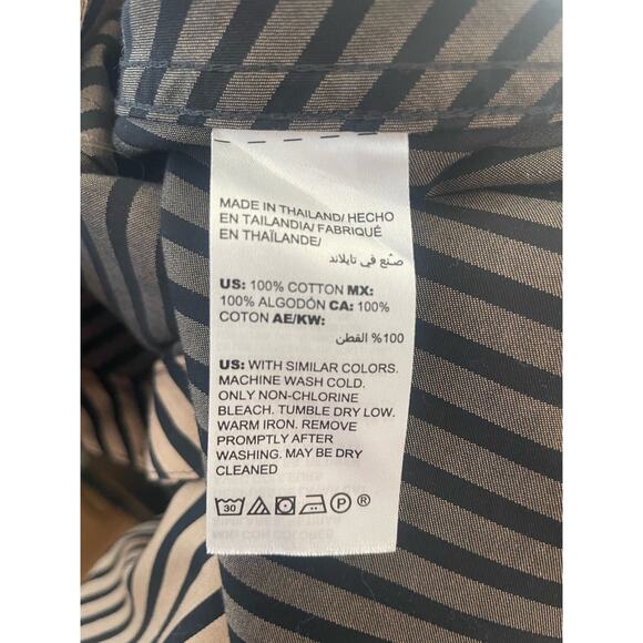 Chico’s Women’s Collar Shirt Sz 3 (16) No-Iron Sateen Striped Button Down blk - Picture 7 of 8